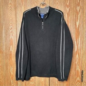 Vintage High Sierra Sweater Men XL Black 1/4 Zip 100% Cotton 1/4 Zip Pullover